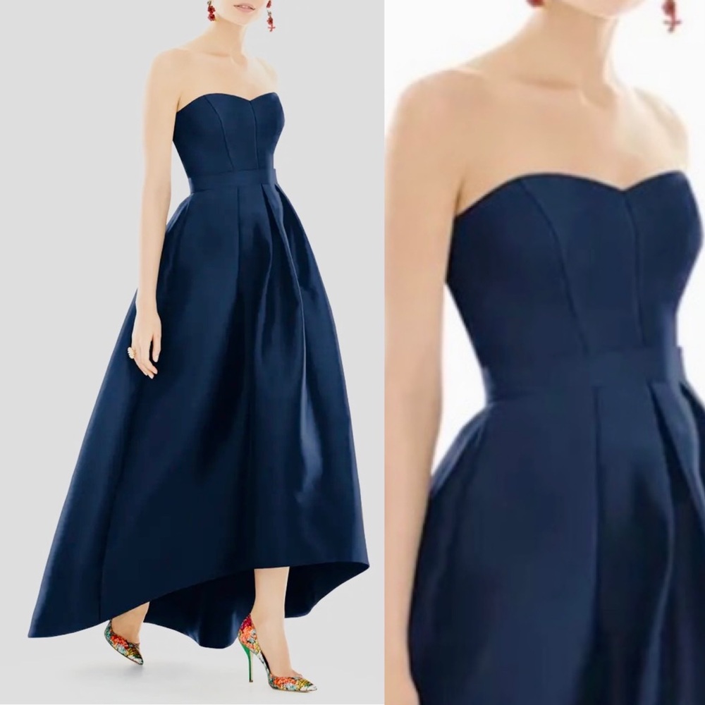 ALFRED SUNG Midnight Blue Strapless Gown